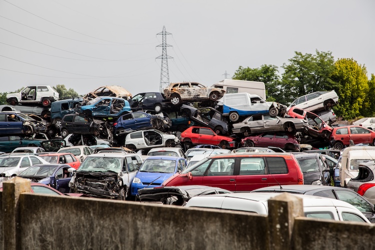 Broken cars Old Junk On Junkyard